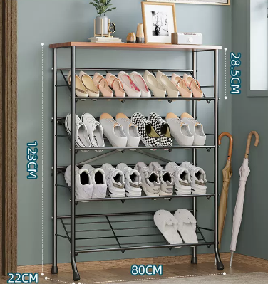 New multifunctional simple multi-layer shoe rack (elegant black 5 layers) (size: 80*22*123CM)