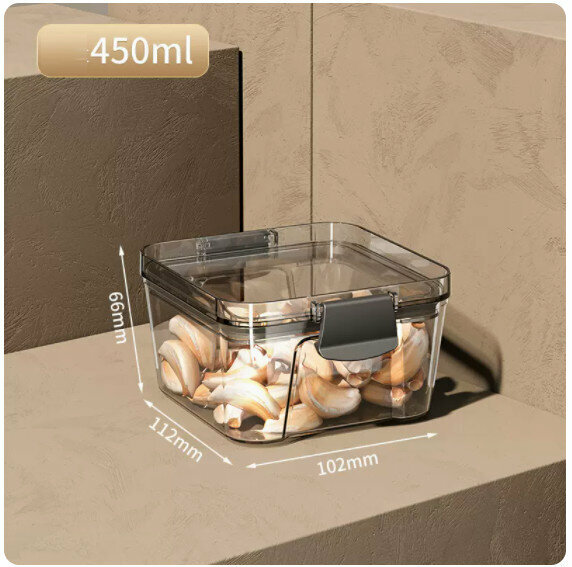 Hot Push Storage Jar Box [450ml [Metal Black] 1 Pack]