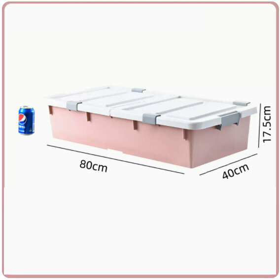 Hot Push Drawer Organizer [50L Extended Style-Sakura Pink [80*40*17.5] Six Locks + Double Opening Lid]