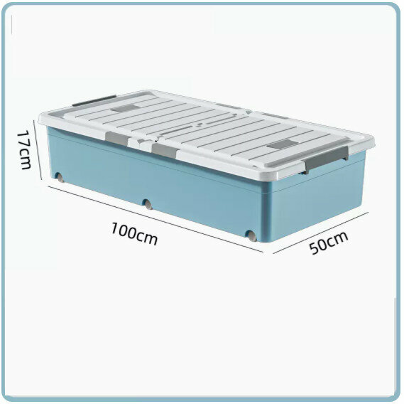 Hot Push Drawer Organizer [90L Extended Style-Sky Blue [100*50*17] Six Locks + Double Opening Lid]