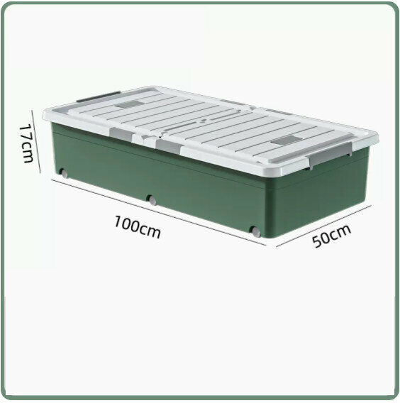 Hot Push Drawer Organizer [90L Extended Style - Forest Green [100*50*17] Six Locks + Double Opening Lid]