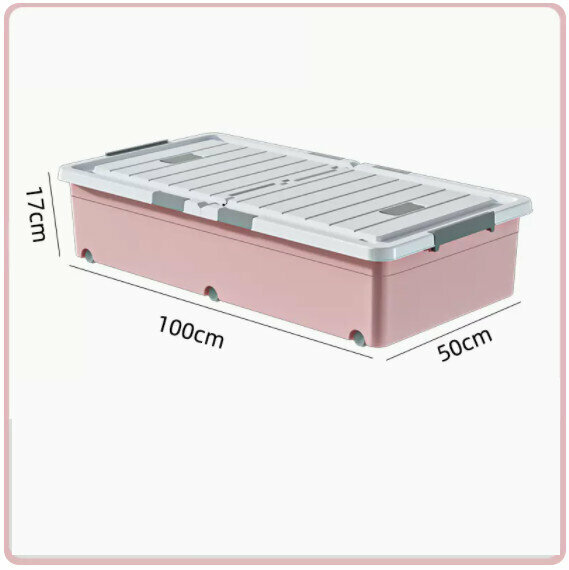 Hot Push Drawer Organizer [90L Extended Style-Sakura Pink [100*50*17] Six Locks + Double Opening Lid]