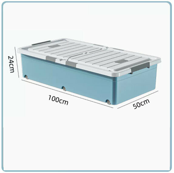 Hot Push Drawer Organizer [130L Extended Style-Sky Blue [100*50*24] Six Locks + Double Opening Cover]
