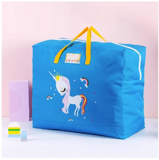 Popular Oxford cloth organizing bag (thick Oxford cloth-blue unicorn) (medium size 55L: length 52*width 25*height 42cm)