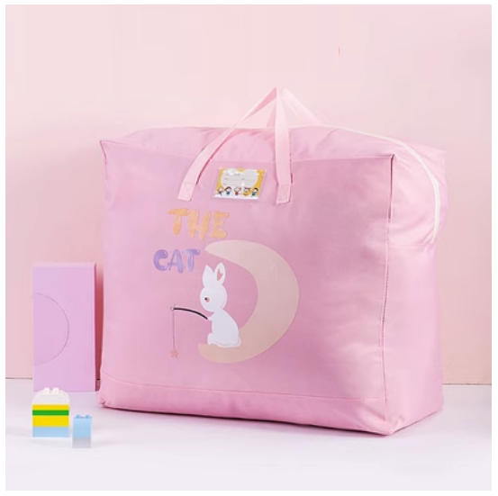 Hotly recommended Oxford cloth organizing bag (thick Oxford cloth-peach pink bobby rabbit) (medium size 55L: length 52*width 25*height 42cm)