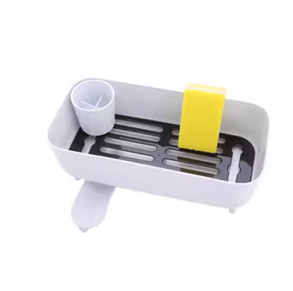 Hot push kitchen countertop dish drain basket (white)
