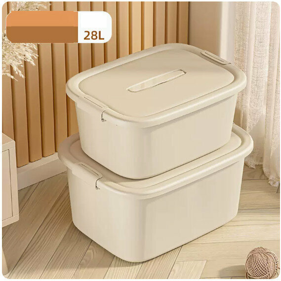 Hot push plastic storage box [Ivory White (Large + Extra Large)]