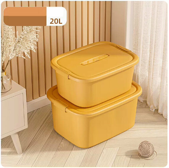 Hot Push Plastic Storage Box [Sunset Yellow (Medium + Large)]