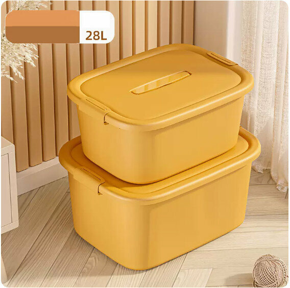 Hot push plastic storage box [Sunset Yellow (Large + Extra Large)]