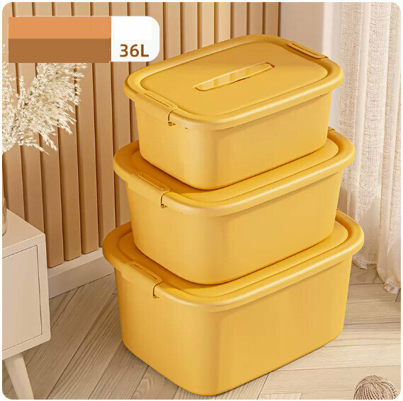 Hot Push Plastic Storage Box [Sunset Yellow (Medium + Large + Extra Large)]