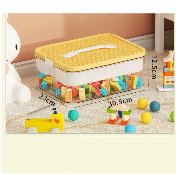 Hot push plastic storage box [(with partition and inner box) lemon yellow layer]