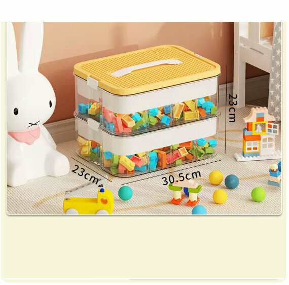 Hot push plastic storage box [(with partition and inner box) lemon yellow two layers]