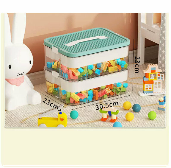 Hot push plastic storage box [(with partition and inner box) olive green two layers]