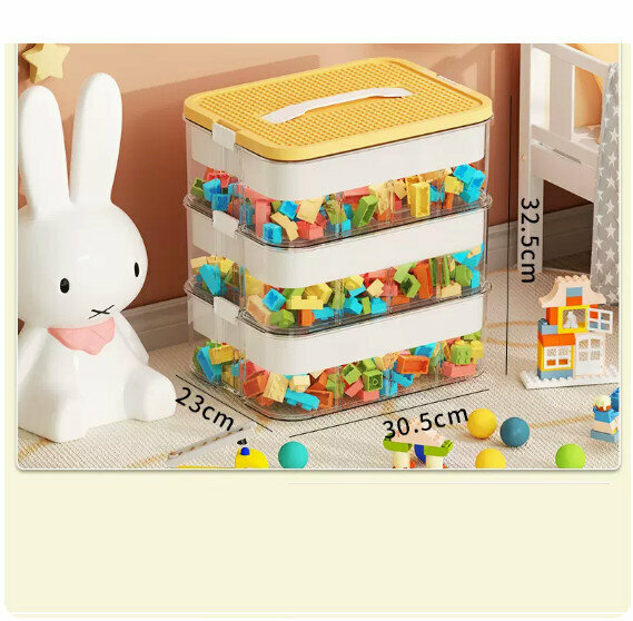 Hot push plastic storage box [(with partition and inner box) lemon yellow three layers]