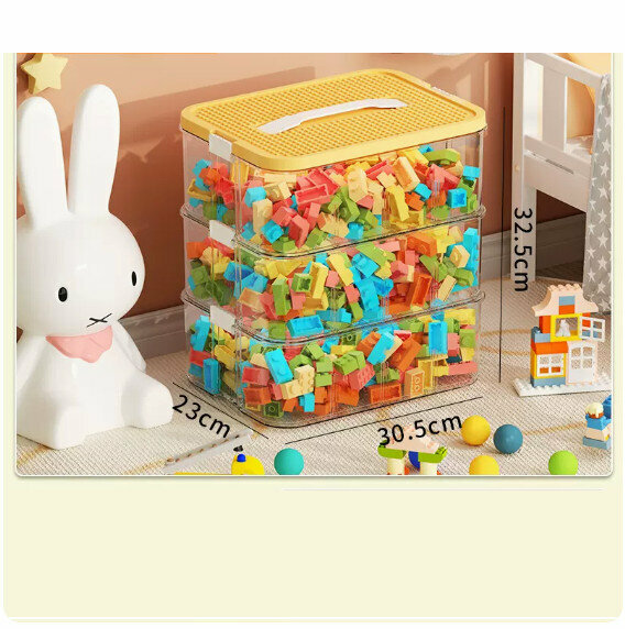 Hot push plastic storage box [(no divisions) lemon yellow three layers]