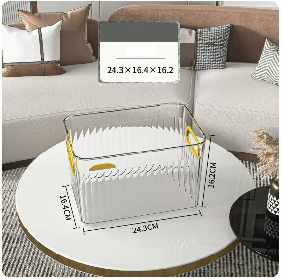 Hot push acrylic storage box [transparent gold-without lid (medium size)]