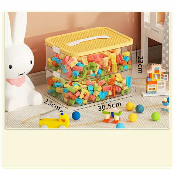 Hot push plastic storage box [(no divisions) lemon yellow two layers]