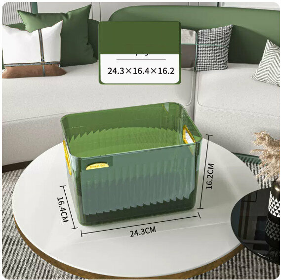 Hot-recommended acrylic storage box [dark green gold-without lid (medium size)]