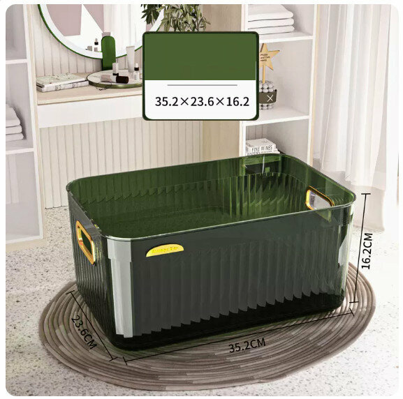 Hot recommended acrylic storage box [dark green gold-without lid (tall and large size)]