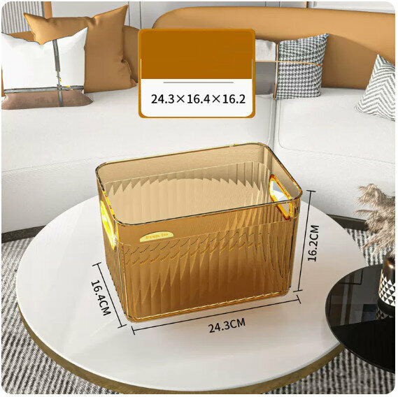 Hot push acrylic storage box [amber gold-without lid (medium size)]