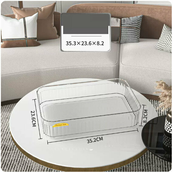Hot-recommended acrylic storage box [Transparent Gold-No Cover (Short Large Size)]