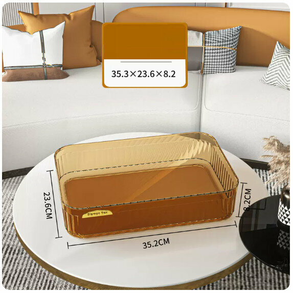 Hot Recommended Acrylic Storage Box [Amber Gold-No Cover (Short Large Size)]