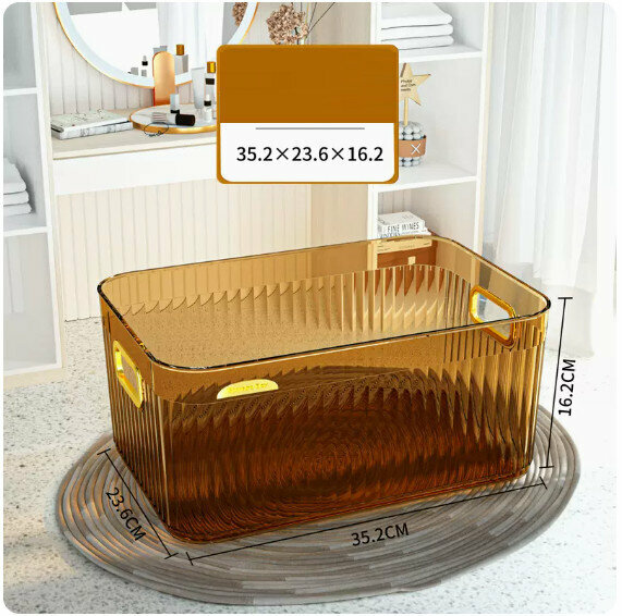Hot-recommended acrylic storage box [amber gold-without lid (tall large size)]