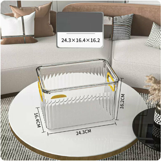 Hot push acrylic storage box [transparent gold-with lid (medium size)]