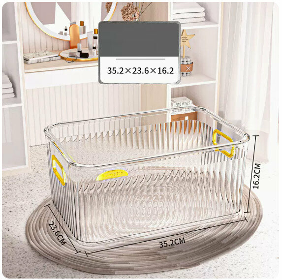 Hot push acrylic storage box [transparent gold-with lid (tall large size)]