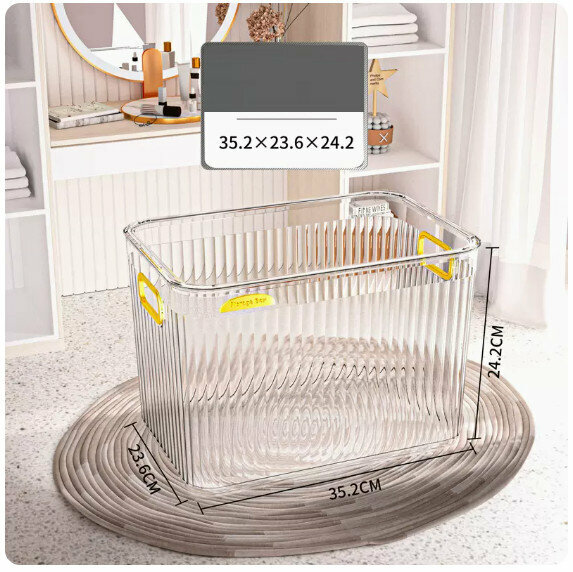 Hot Recommended Acrylic Storage Box [Transparent Gold-With Lid (Big Mac)]