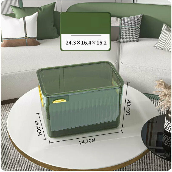 Hot push acrylic storage box [dark green gold-with lid (medium size)]