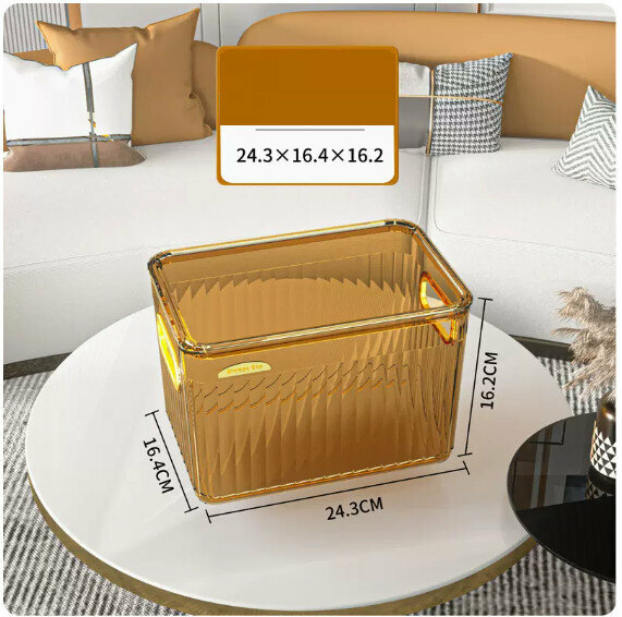 Hot push acrylic storage box [amber gold-with lid (medium size)]