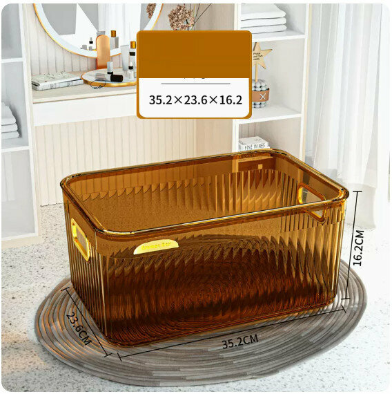 Hot push acrylic storage box [amber gold-with lid (tall large size)]