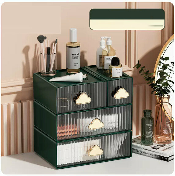 Hot recommended desktop storage box [green 3-layer combination (1 small + 1 large + 2 extra large)]