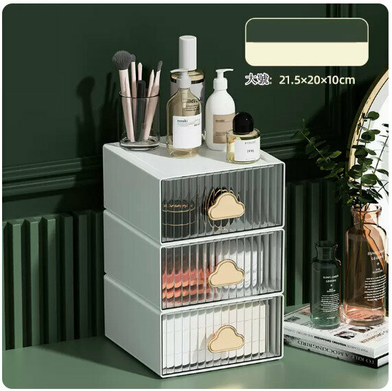 Hot recommended desktop storage box [white 3-layer combination (3 large)]