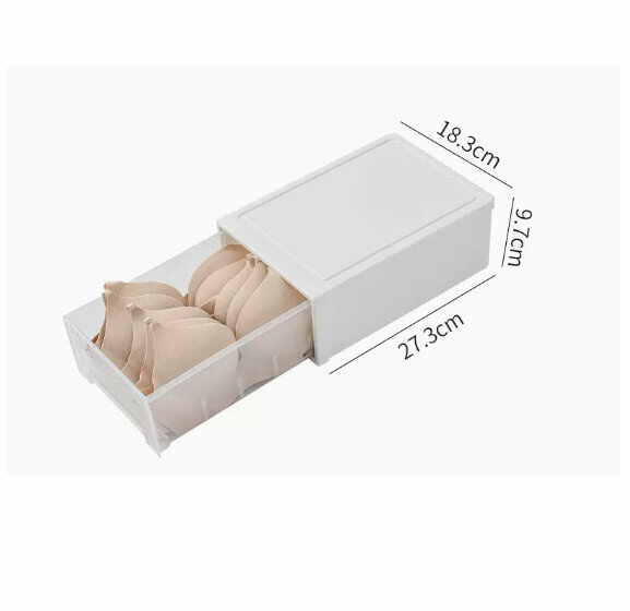 Hot Push Drawer Storage Box [Ivory White (Medium No Grid)]