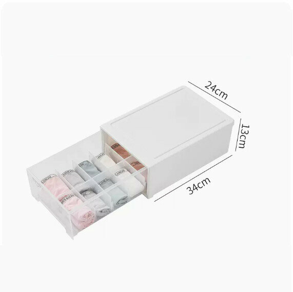 Hot Push Drawer Storage Box [Ivory White (Large Size 10 Compartments)]