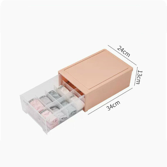 Hot Push Drawer Storage Box [Nordic Pink (Large Size 10 Compartments)]