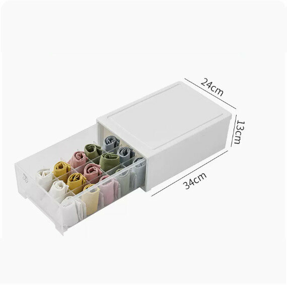 Hot Push Drawer Storage Box [Ivory White (Large Size 15 Compartments)]