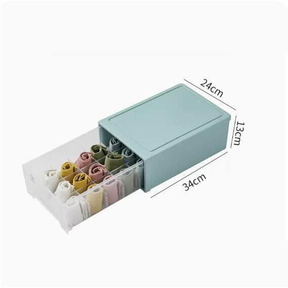 Hot Push Drawer Storage Box [Nordic Blue (Large Size 15 Compartments)]