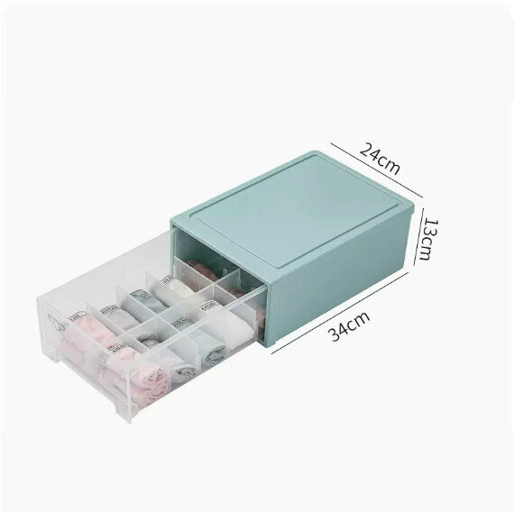 Hot Push Drawer Storage Box [Nordic Blue (Large Size 10 Compartments)]