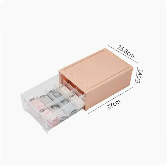 Hot Push Drawer Storage Box [Nordic Pink (Extra Large 10 Compartments)]