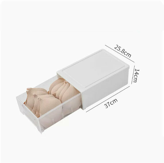 Hot Push Drawer Storage Box [Ivory White (Extra Large No Grid)]