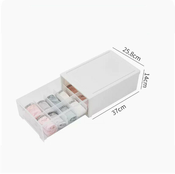 Hot Push Drawer Storage Box [Ivory White (Extra Large 10 Compartments)]