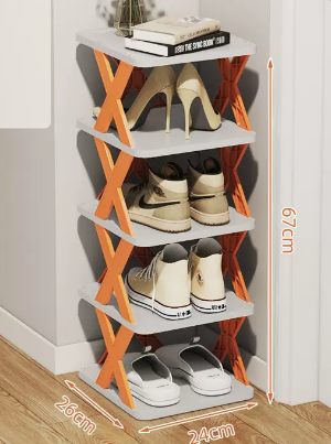 Hotly recommended simple splicing multi-layer shoe rack (5 layers in vibrant orange) (size: 26*24*67CM)