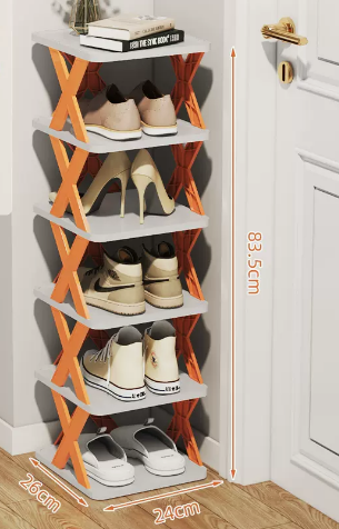 Hotly recommended simple splicing multi-layer shoe rack (vibrant orange 6 layers) (size: 26*24*83.5CM)