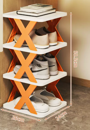 Hotly recommended simple splicing multi-layer shoe rack (vibrant orange 4 layers) (size: 26*24*50.5CM)