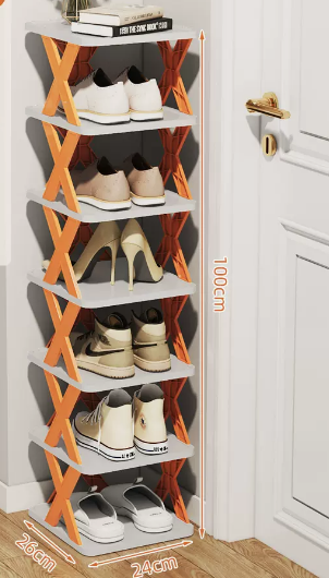 Hotly recommended simple splicing multi-layer shoe rack (vibrant orange 7 layers) (size: 26*24*100CM)