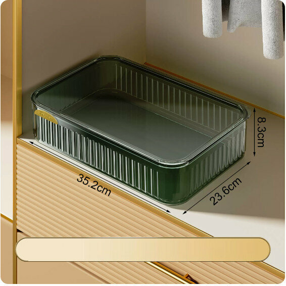 Hot-recommended underwear storage box [(with lid and no grid - dark green gold) stacked storage with lid and dustproof]