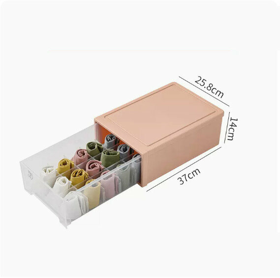 Hot Push Drawer Storage Box [Nordic Pink (Extra Large 15 Compartments)]